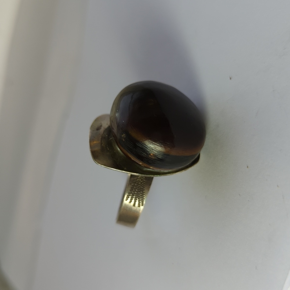 Black Bean Seed Pod Alpaca Ring size 9 Vintage Hippie